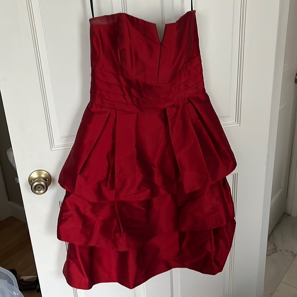 Red Tiered Alfred Sung Cocktail Dress